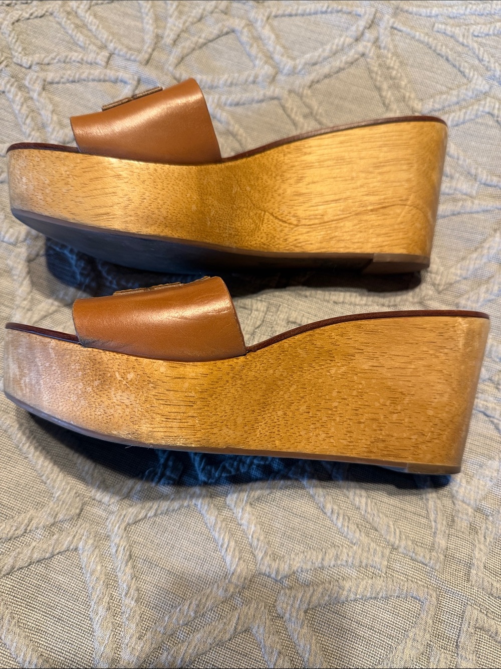 Tory Burch Tan Leather Platform Slide SUPER CUTE - Picture 4 of 4